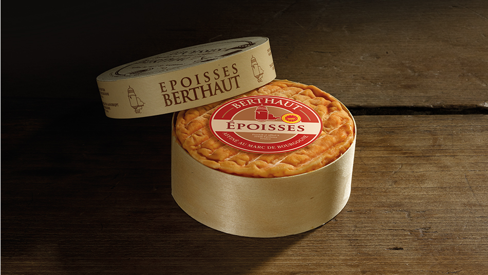Berthaut Epoisses Weichkäse Stück verpackt Berthaut Epoisses Weichkäse Stück
