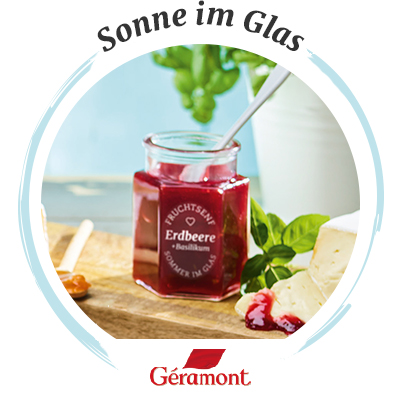 Käsebegleiter: Géramont & Erdbeer-Fruchtsenf mit Basilikum