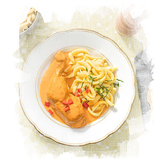 Paprikahendl mit Spätzle