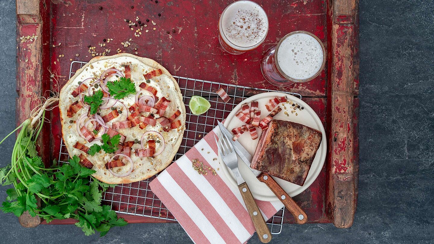 Elsässer Flammkuchen mit Brunch Rezept für Elsässer Flammkuchen mit Brunch