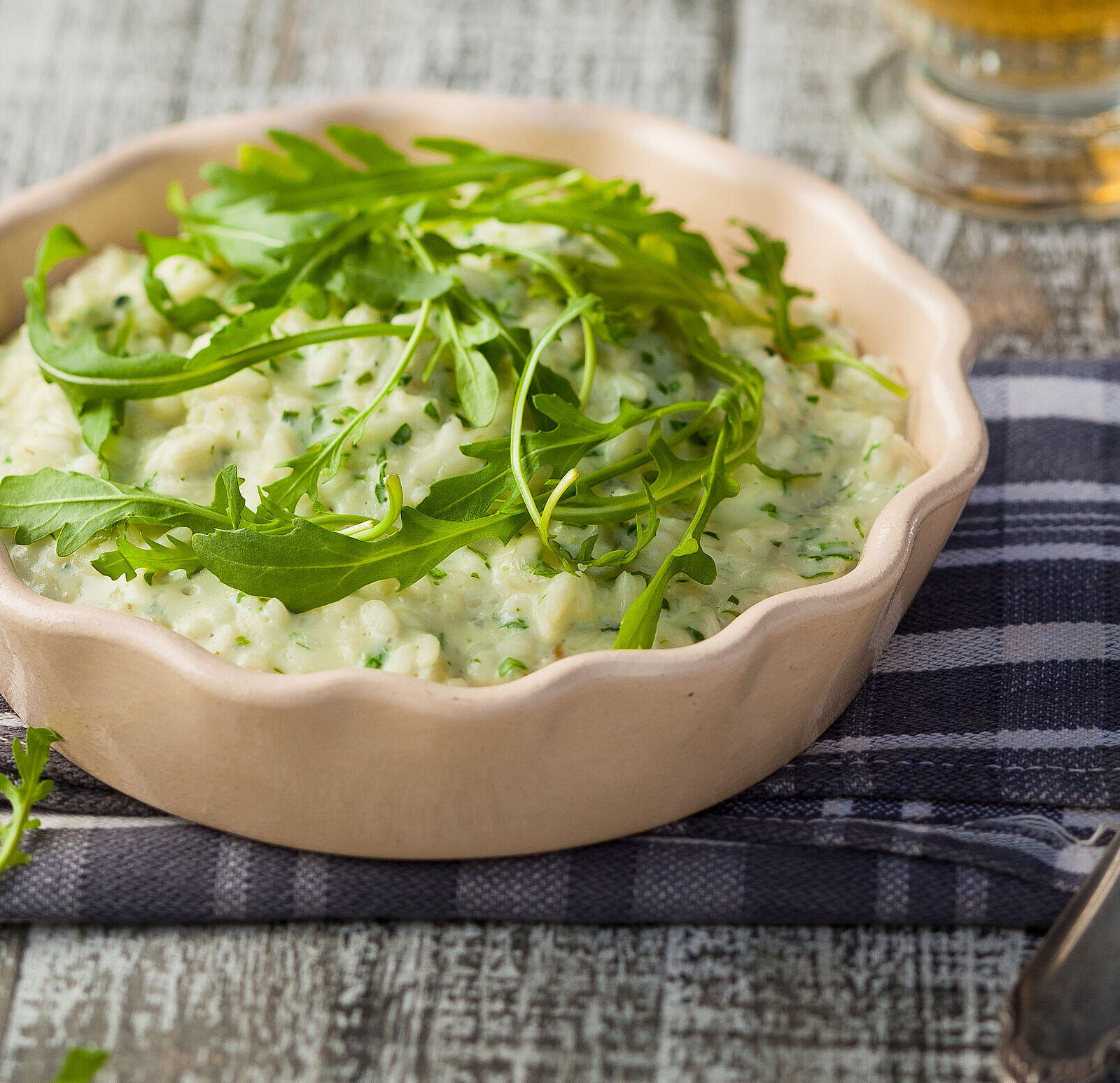 Käse-Risotto mit Rucola