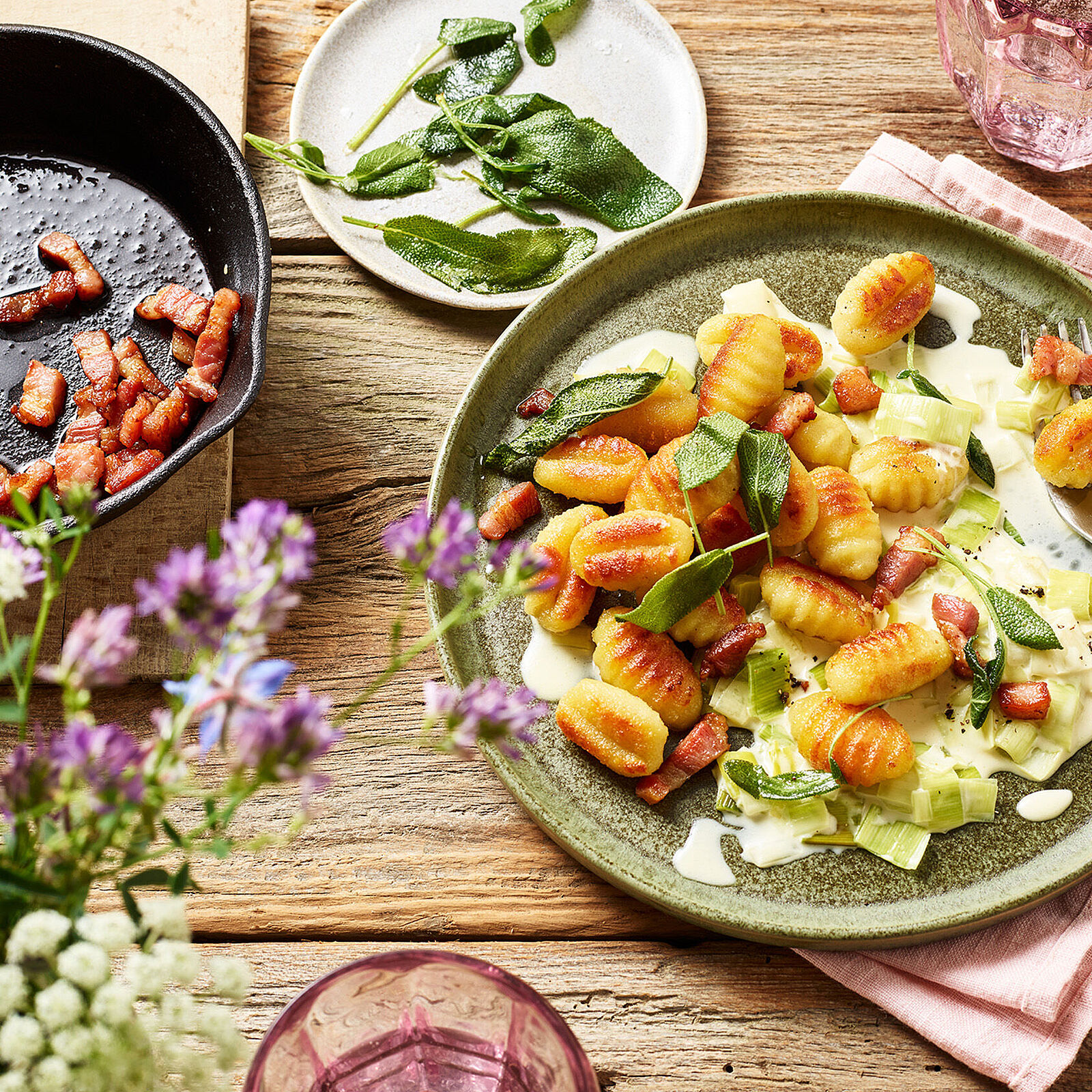 Käse-Lauch-Gnocchi