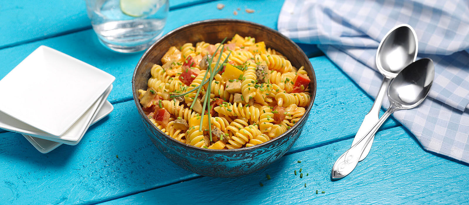 Scharfer Nudelsalat mit Brunch