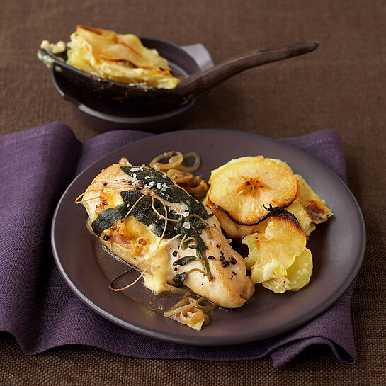 Hähnchen mit Kartoffel-Apfelgratin - genussvoll kochen