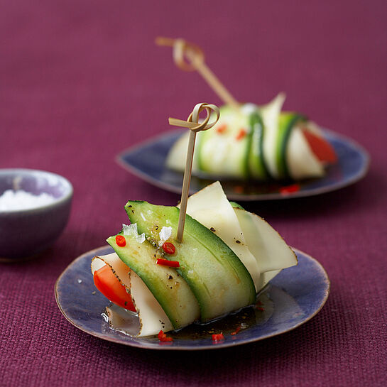 Gefüllte Zucchiniröllchen - leckere Rezeptidee