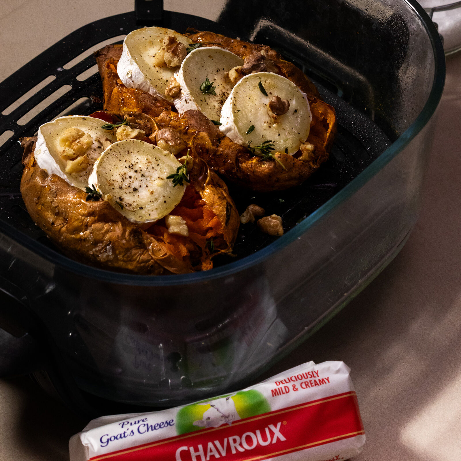 Gebackene Süßkartoffel mit Chavroux