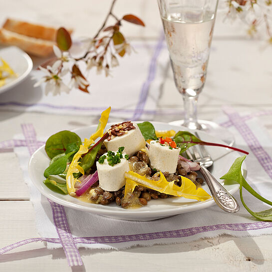 Bresso Antipasti Kräuter auf Linsen-Salat - genussvoll kochen