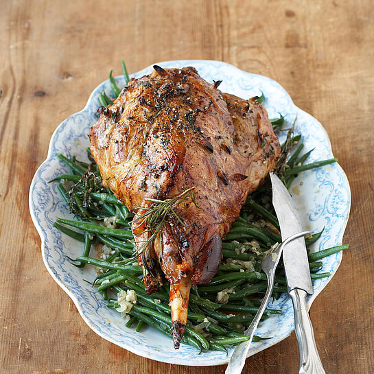 Lammkeule mit grünen Bohnen - leckere Rezeptidee