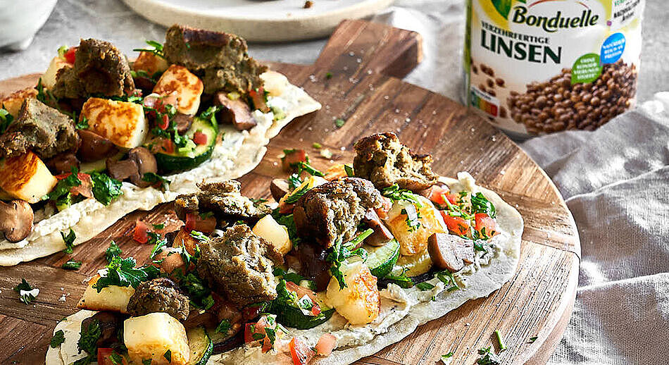 Flatbread mit veganen Falafel