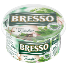 Bresso Produkt packshot Frischkäse Becher feine Kräuter