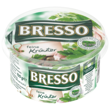 Bresso Produkt packshot Frischkäse Becher feine Kräuter