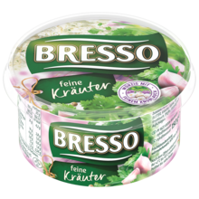 Bresso Produkt packshot Frischkäse Becher feine Kräuter