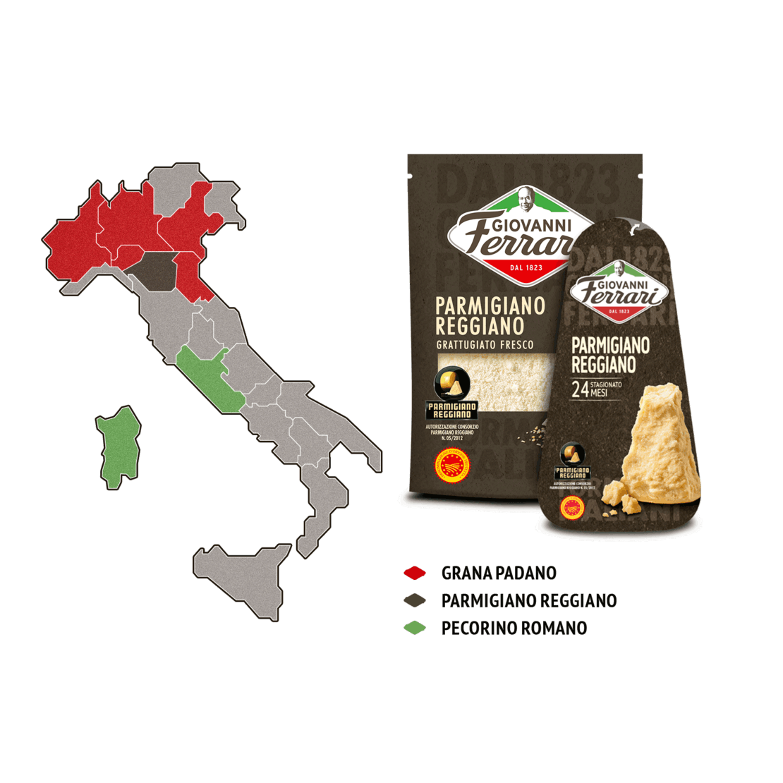  Parmigiano Reggiano aus den Provinzen Parma, Reggio Emilia, Modena und Bologna