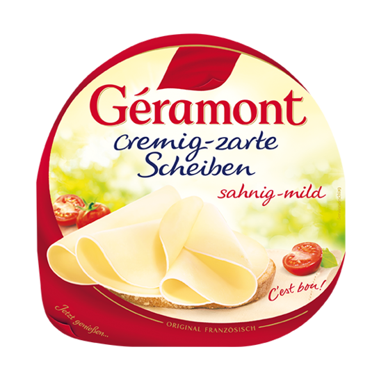 Géramont Produkte packshot cremig zarte Scheiben sahnig mild