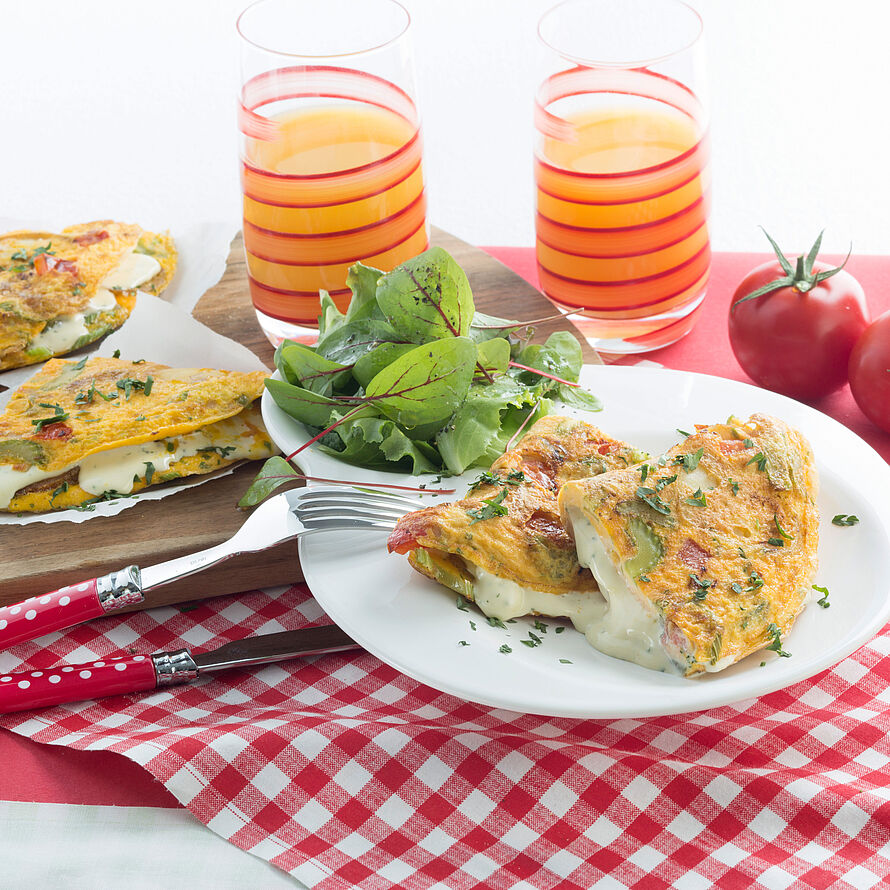 Bauern-Omelett für vegetarische Käse-Genießer