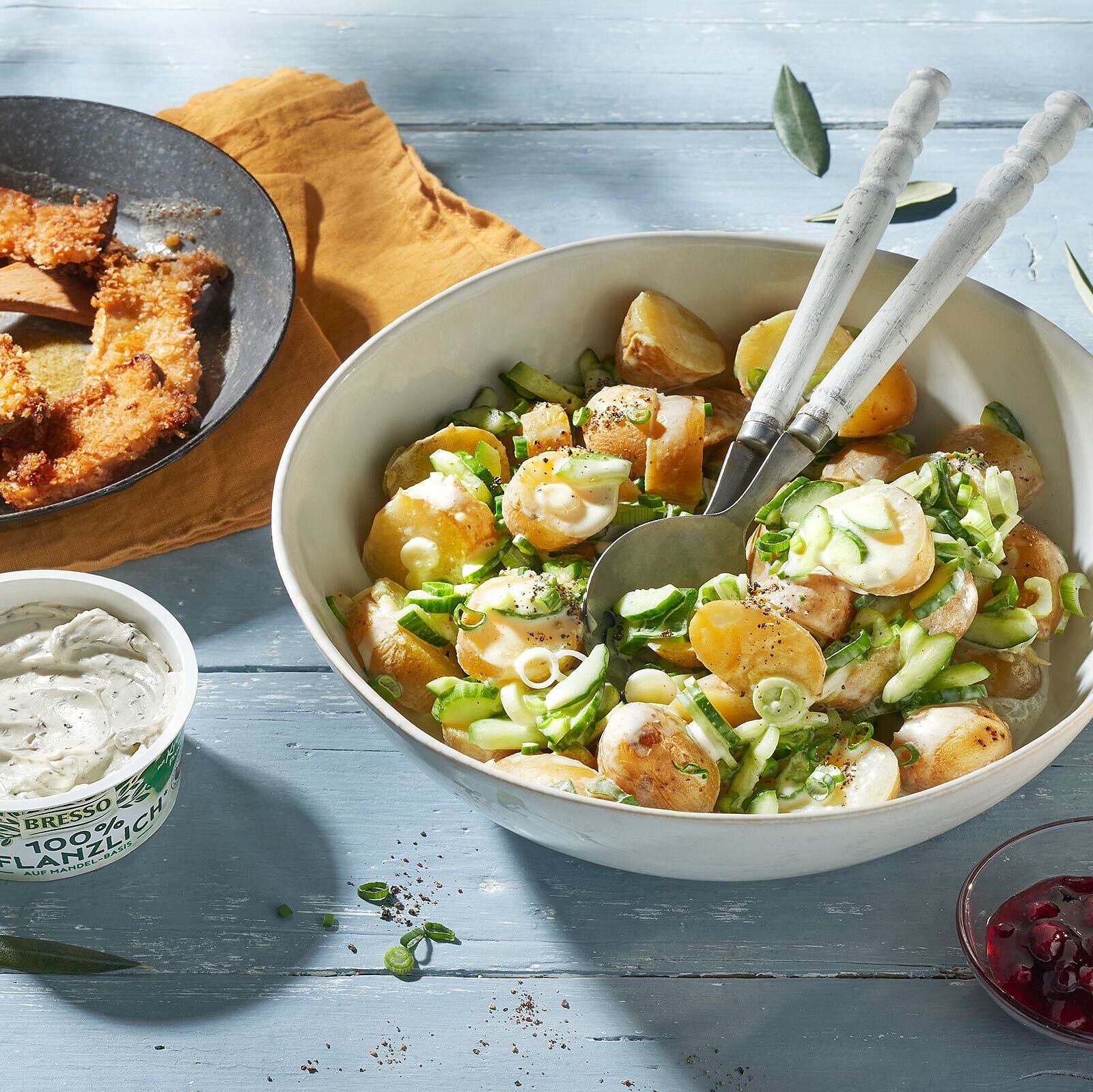 Veganer Kartoffelsalat mit Pilzen
