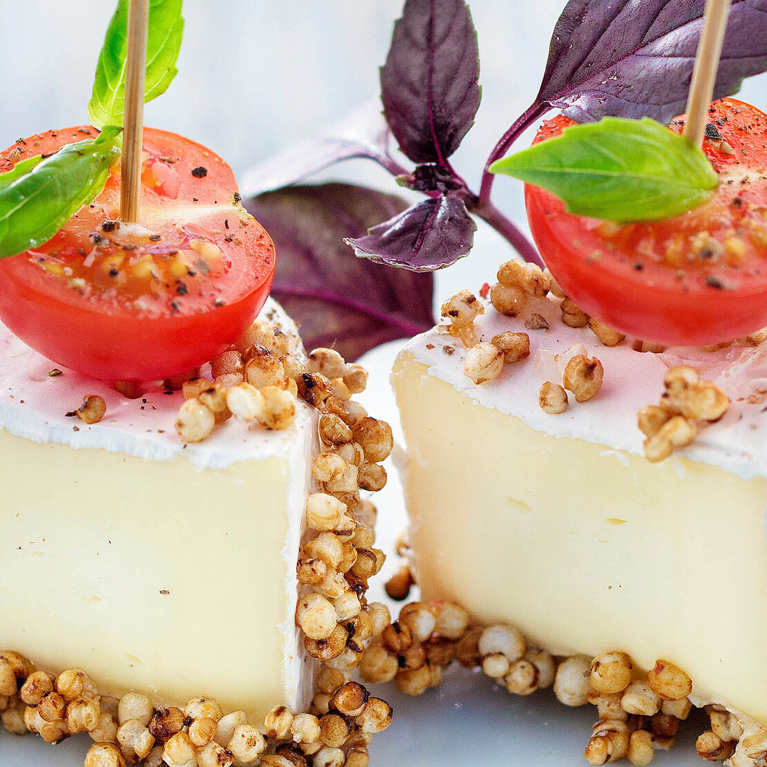 Géramont Käse Häppchen mit Quinoa – Leichter Genuss für eine kalorienarme Ernährung. 