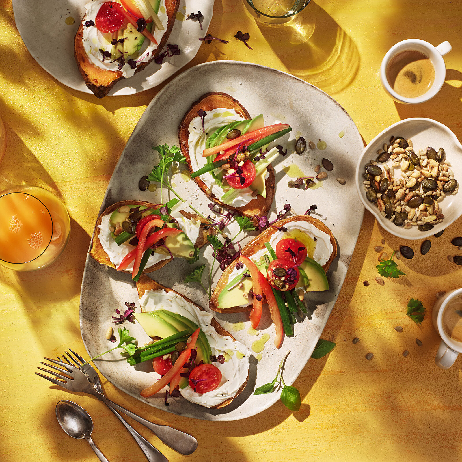 Süßkartoffeltoast mit Avocadofächer