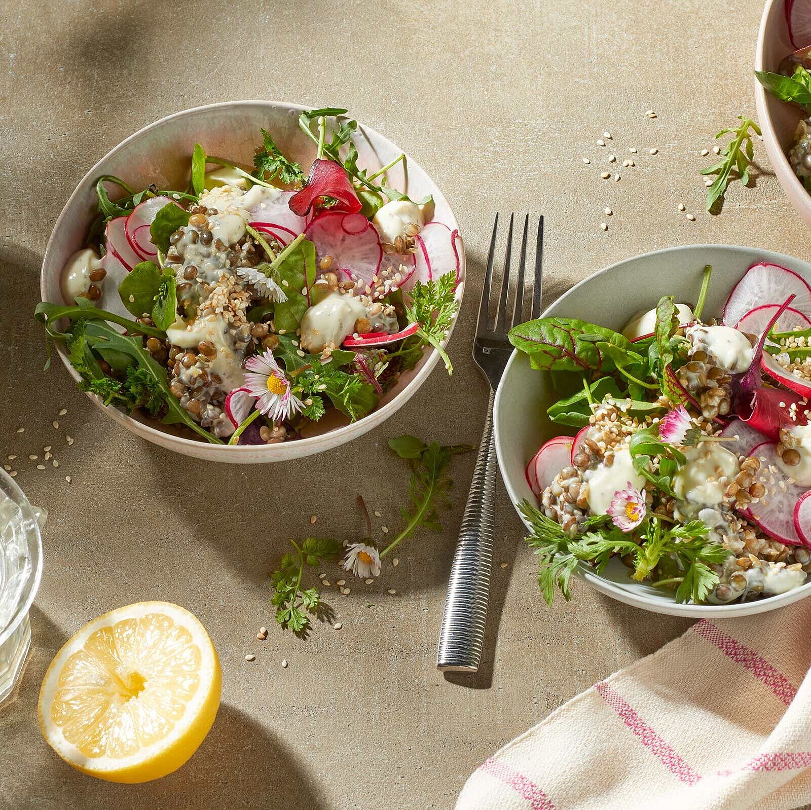 Veganer Zitronen-Linsen-Salat