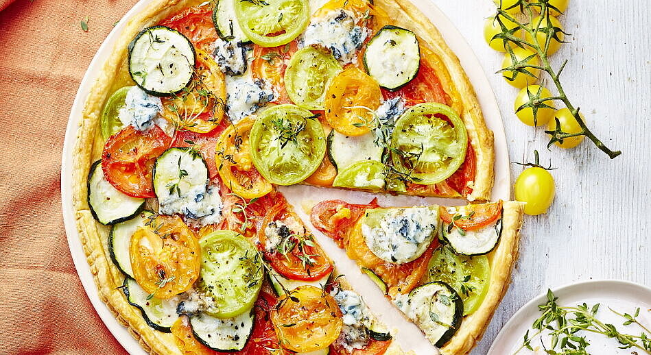 Tomaten-Tarte mit Blauschimmelkäse