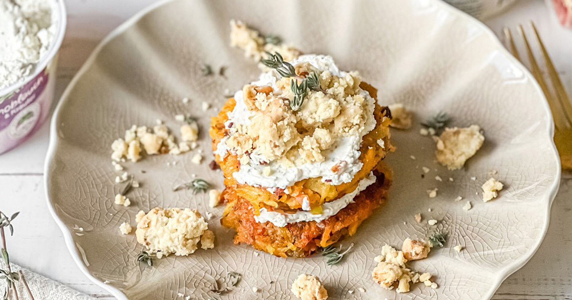 Kürbis-Maronen-Röstis mit Walnuss-Crumble