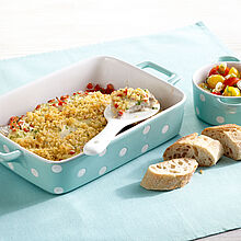Tolle Rezeptidee - Mediterranes Seelachsfilet mit Panade