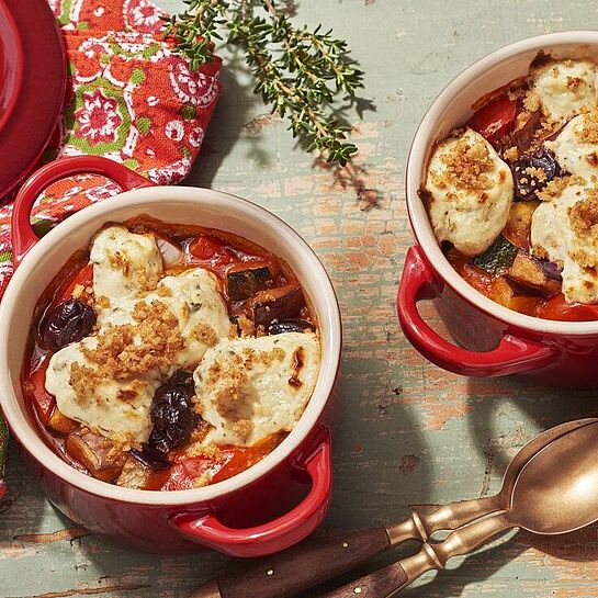 Ratatouille mit Zucchini, Aubergine und Paprika - verfeinert mit Bresso Frischkäse