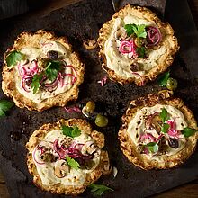 Blumenkohl-Pizza mit Champignons