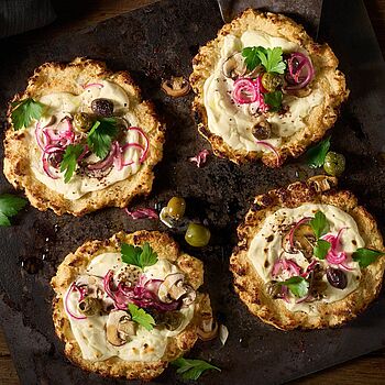 Blumenkohl-Pizza mit Champignons