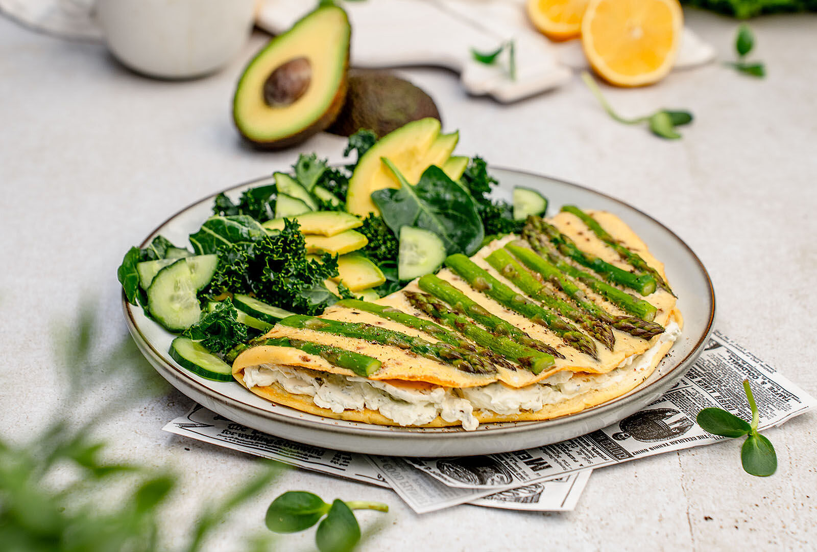 Omelette mit grünem Spargel