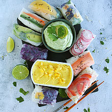 Bunte Sommerrollen mit Brunch-Dip