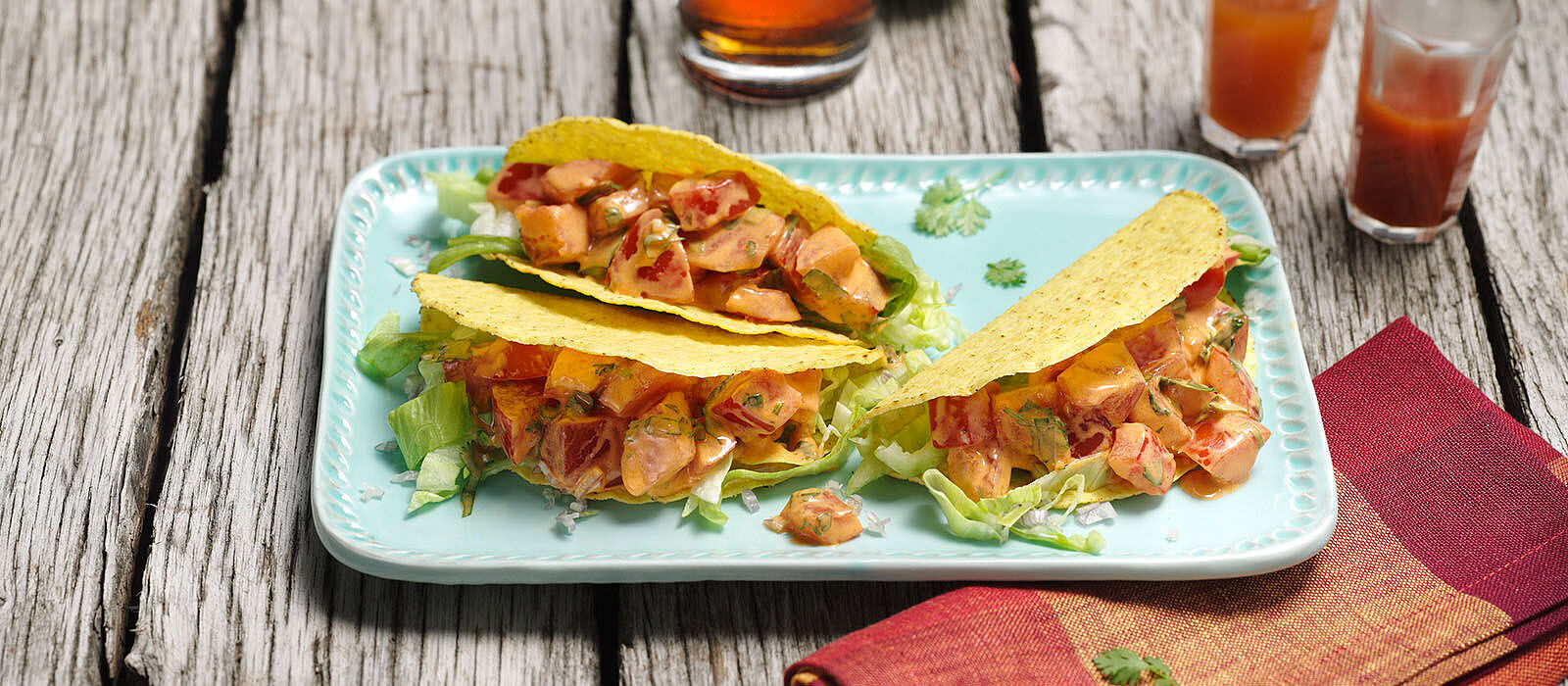 Mexikanische Tacos mit scharfer Salsa & Brunch