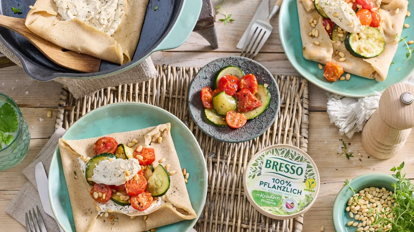 Buchweizen Galette mit Bresso pflanzlich