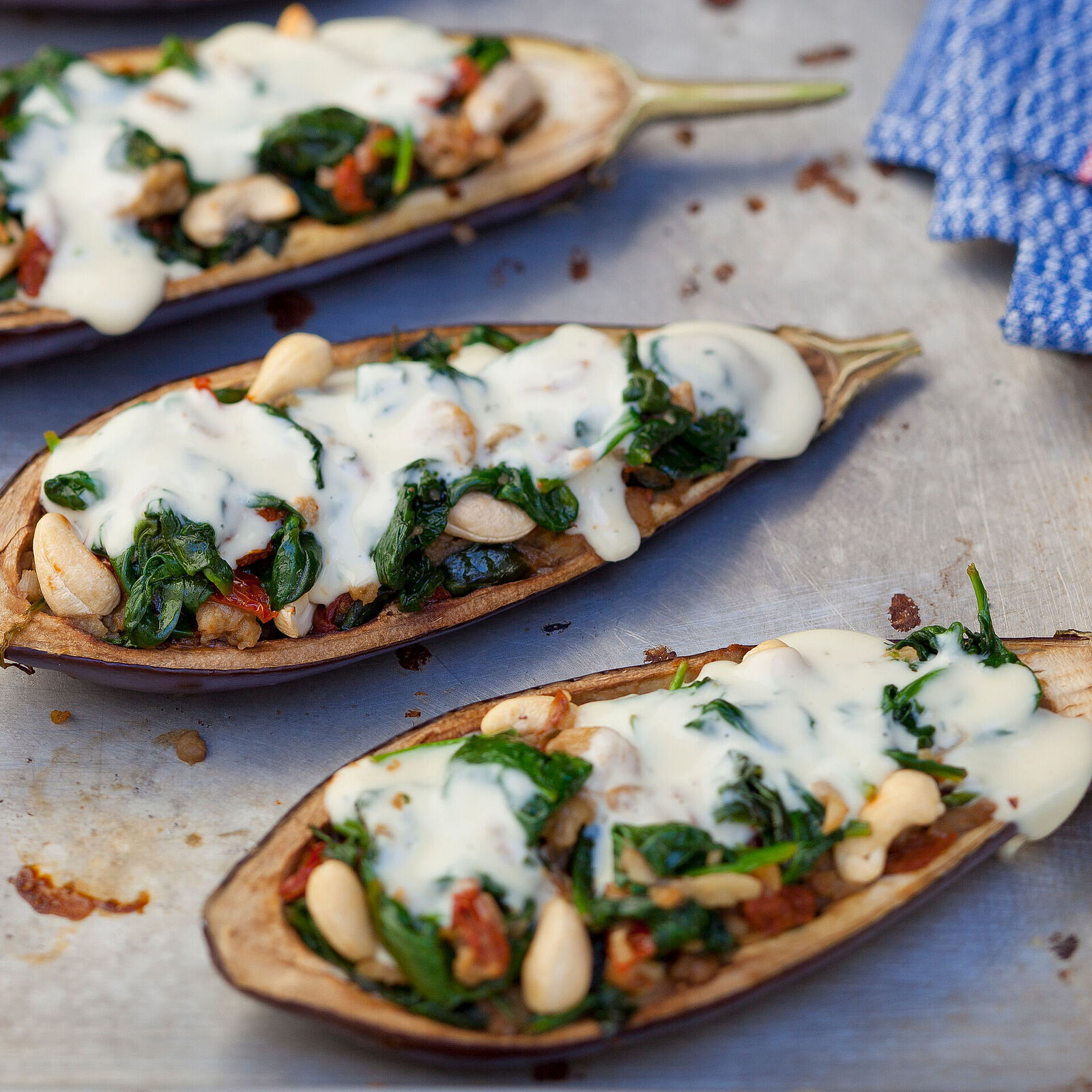 Gefüllte Aubergine mit Saint Agur