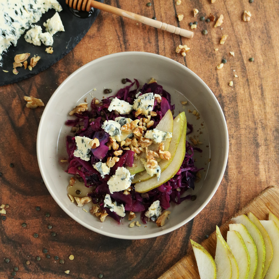 Rotkohl-Linsensalat mit Saint Agur