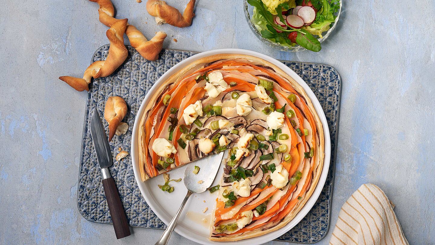 Rezept für kalorienarme Frühlingsquiche 