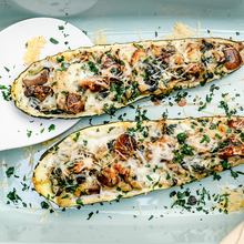 Überbackene Zucchini Schiffchen