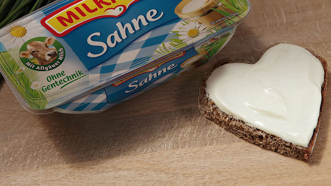 Milkana Herz Brot Frischeschale Sahne