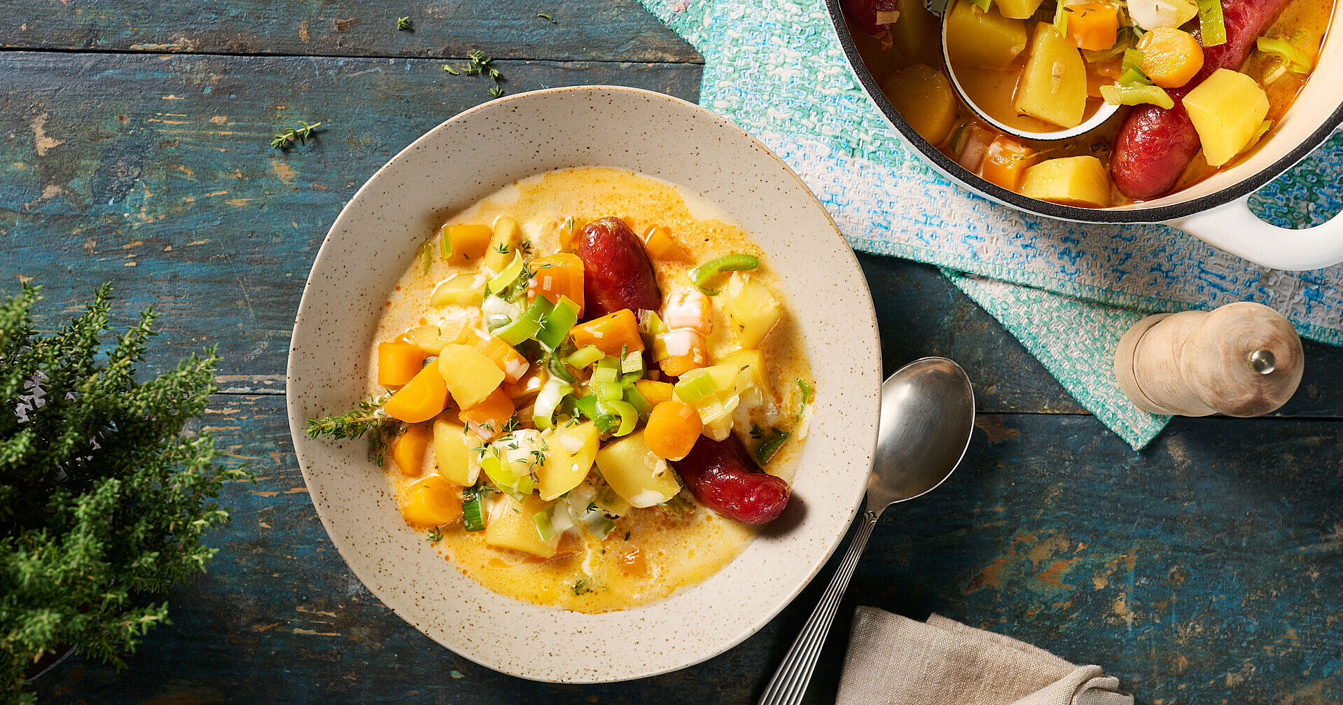Rezept für Eintopf mit Kartoffeln und Würstchen