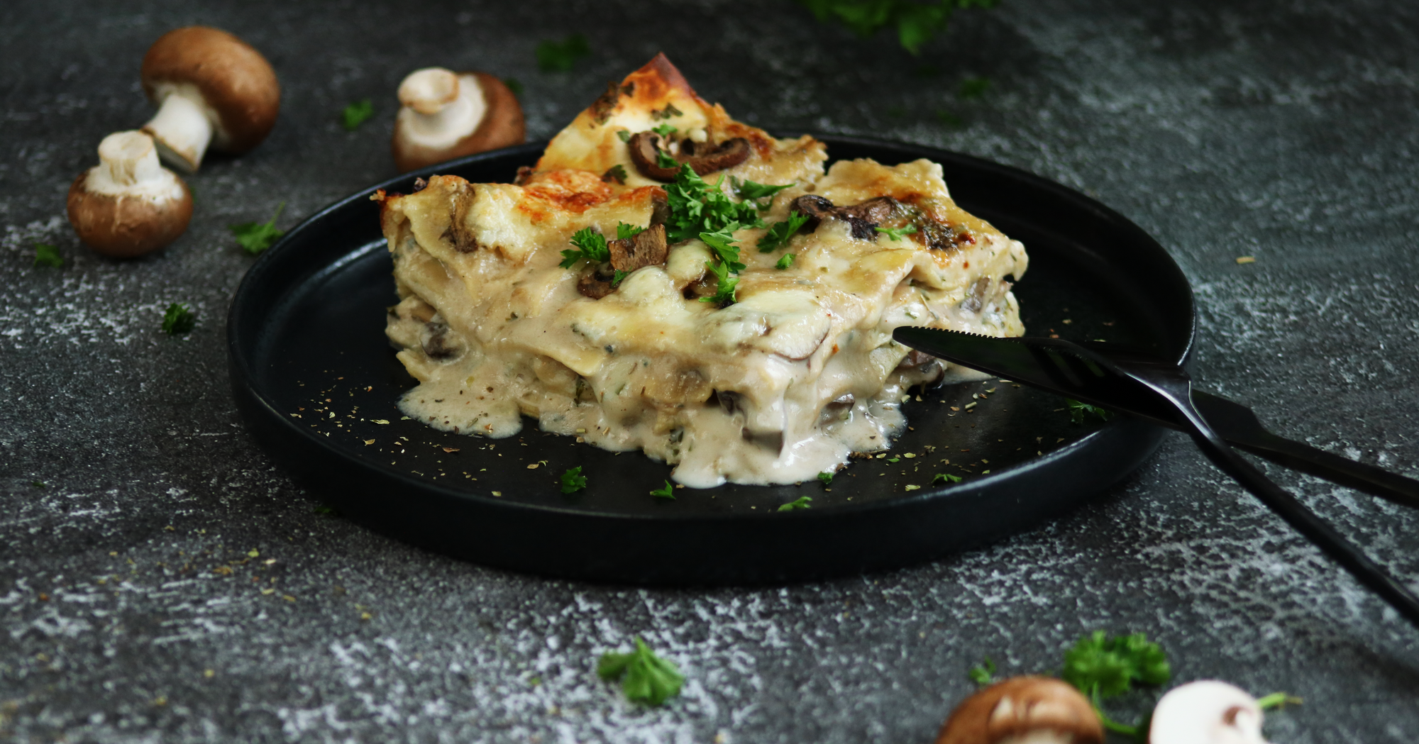 Pilz Lasagne mit Champignons und Käse