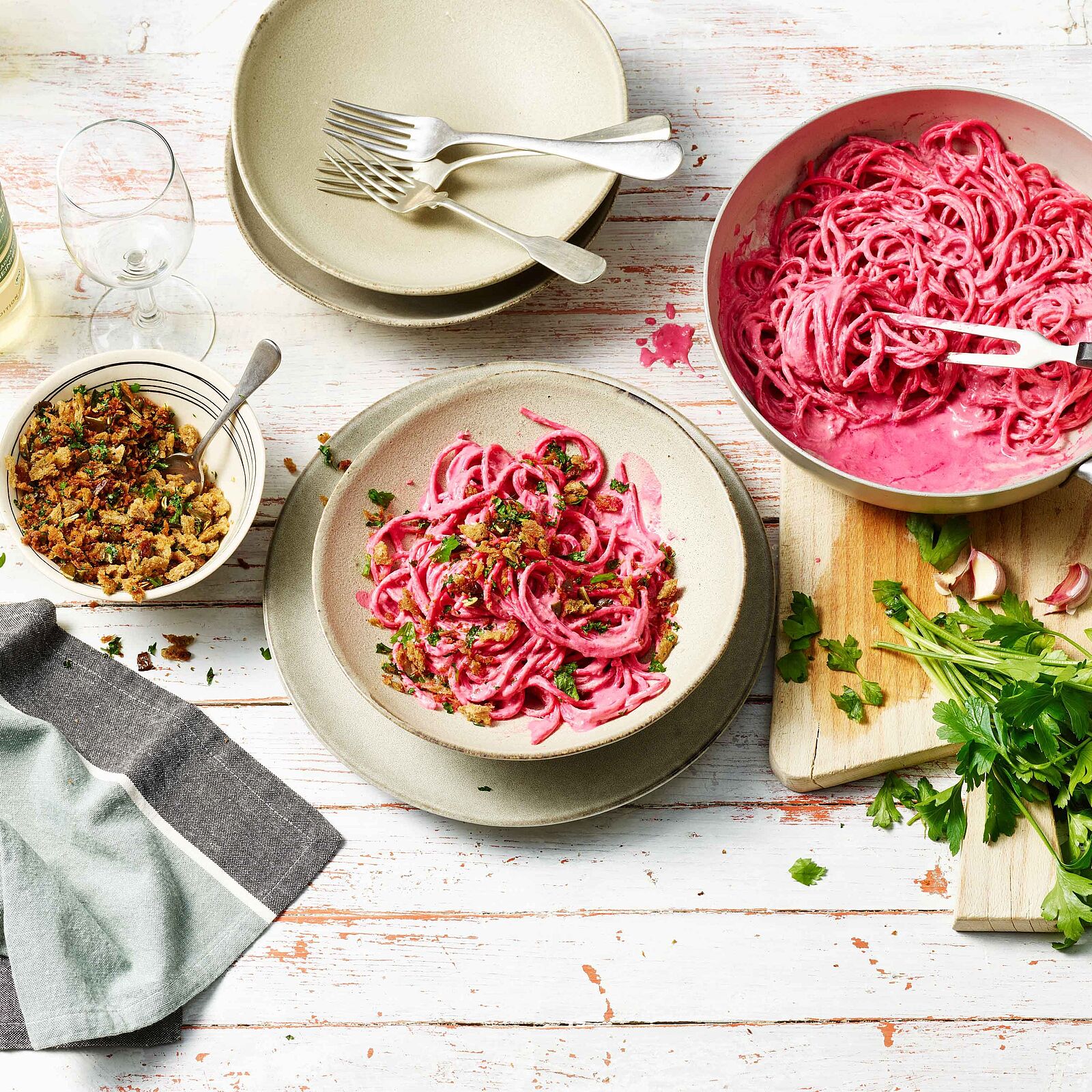 Spaghetti mit cremiger Rote Beete Soße