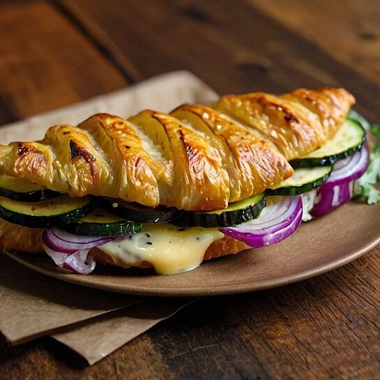 Gefülltes Croissant mit Gouda und Gemüse