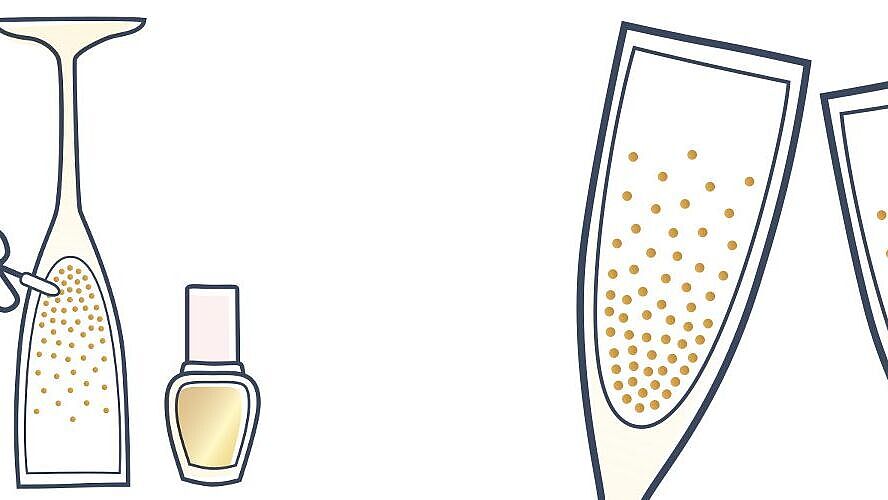 Champagner-Gläser dekorieren