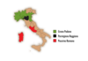 Italienische Landkarte mit den Herkunftsgebieten von Giovanni Ferrari