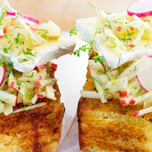 Brioche aus der Pfanne mit Fenchel-Apfel-Tartar und Géramont