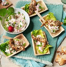 Rezept für Chickenfingers im Sesammantel mit Dip