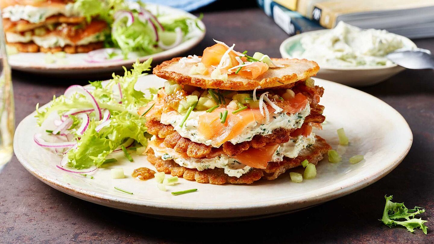 Rezept für herzhafte Buchweizen-Pfannkuchentorte