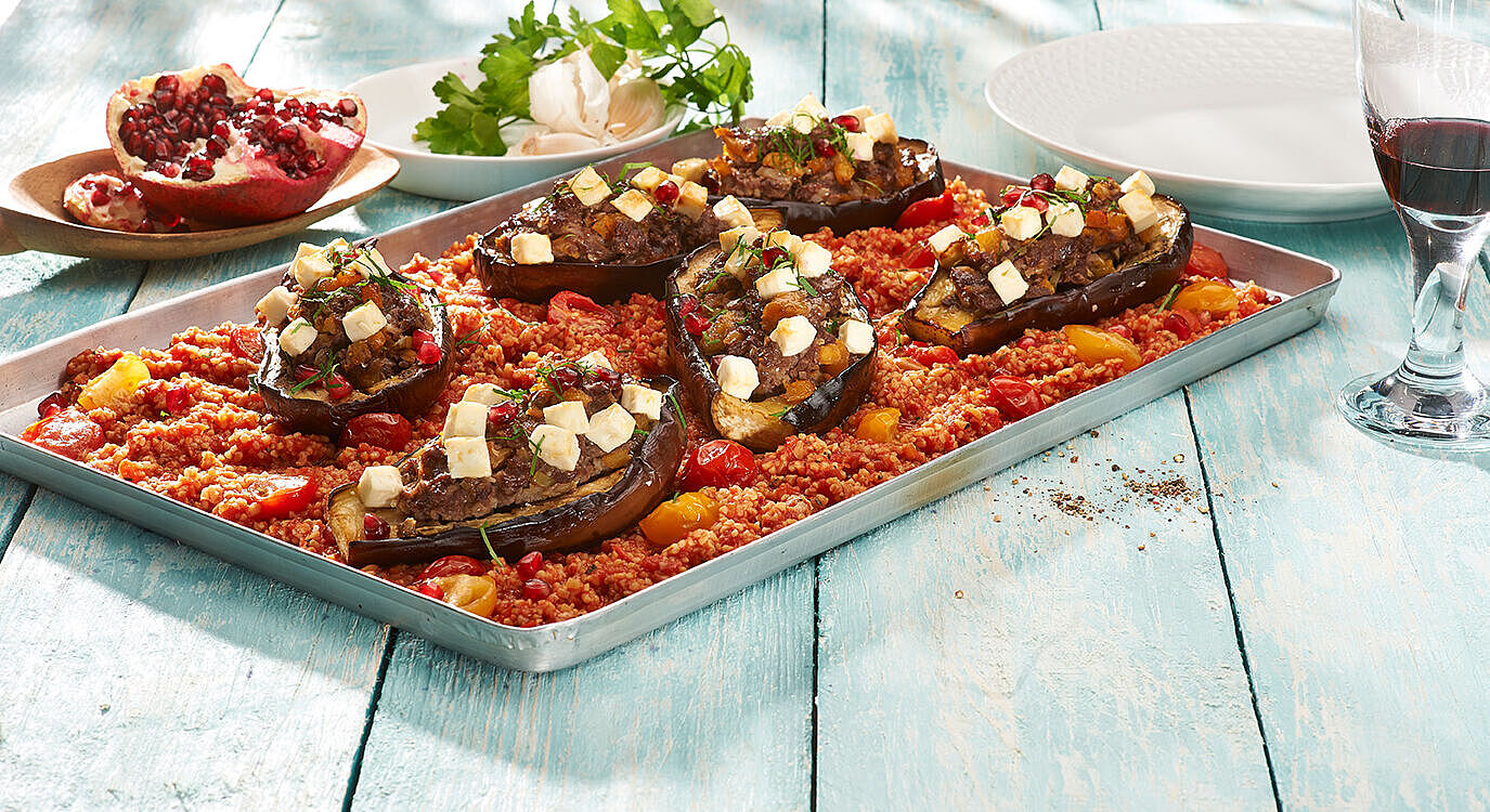 Gefüllte Auberginen mit Feta vom Blech