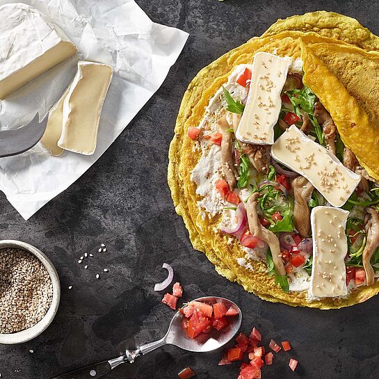 Rezept für gefüllte Pfannkuchen mit Pilzgyros