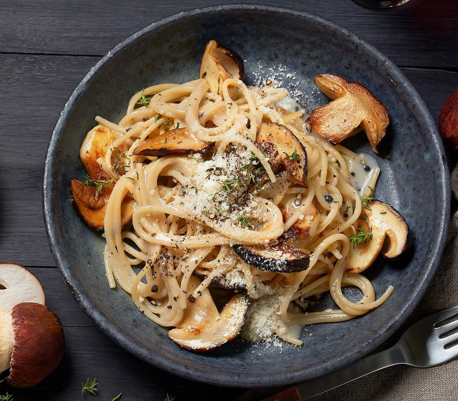 Steinpilz-Pasta mit Grana Padano